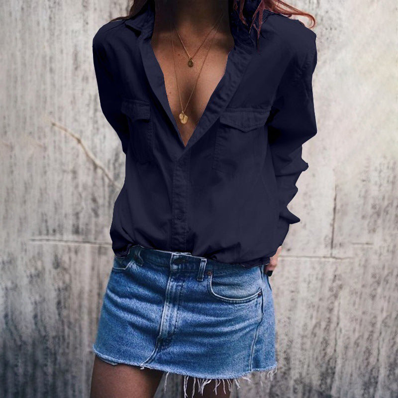 Spring and summer new European and American long-sleeved loose shirt women's casual shirts women's top