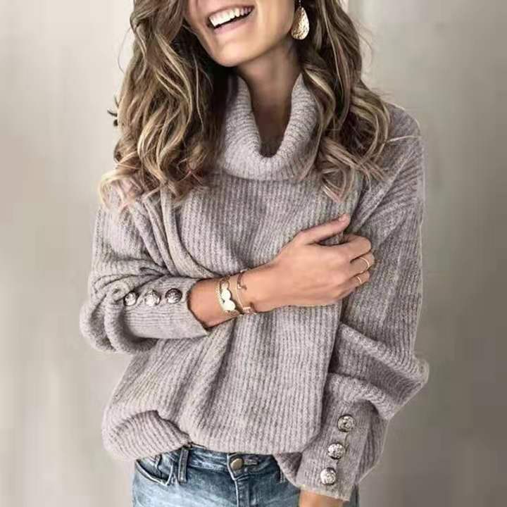 Autumn and winter European and American foreign trade women's sweater, turtleneck knitted sweater, top, spot