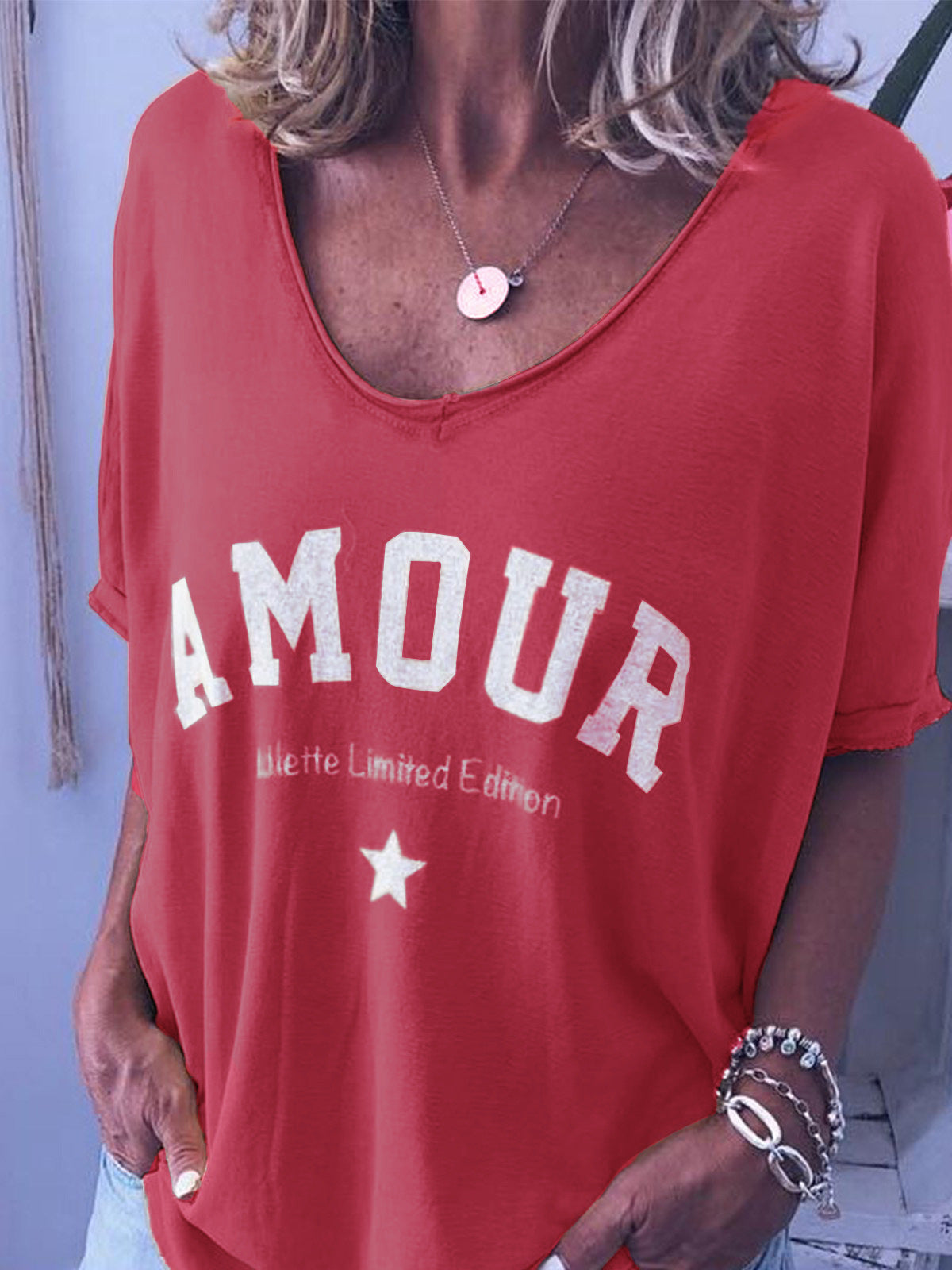 New short-sleeved letter-printed crew neck T-shirt women's clothing