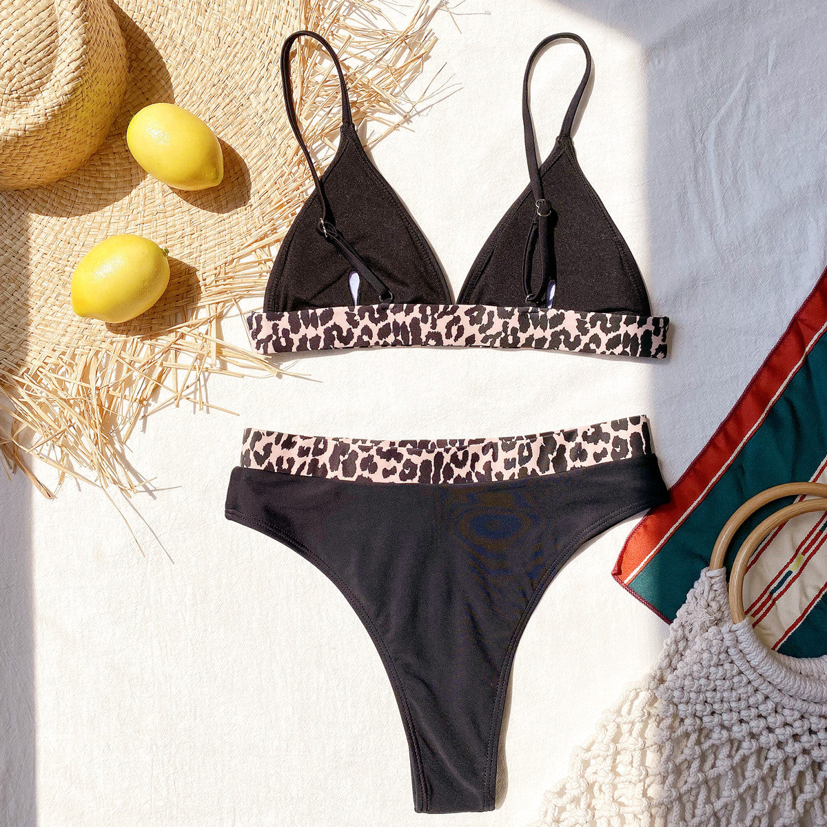 new single swimsuit bikin swimsuit European and American women's swimsuit leopard print bikini split swimsuits