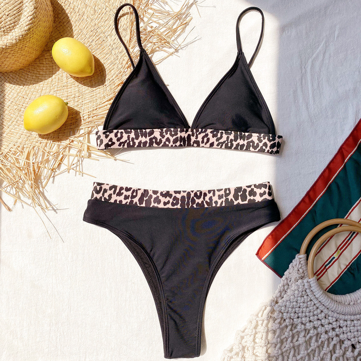 new single swimsuit bikin swimsuit European and American women's swimsuit leopard print bikini split swimsuits