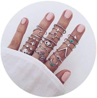 Manufacturer ItsStarred 7-19pcs Silver Star Moon Knuckle Ring Set for Women Vintage Stackable Midi Finger Rings Set rings