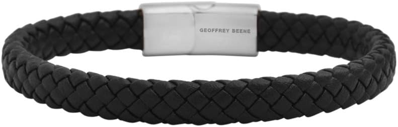 Manufacturer Geoffrey Beene Men's Braided Genuine Leather Bracelet with Stainless Steel Closure bracelets