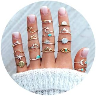 Manufacturer ItsStarred 7-19pcs Silver Star Moon Knuckle Ring Set for Women Vintage Stackable Midi Finger Rings Set rings