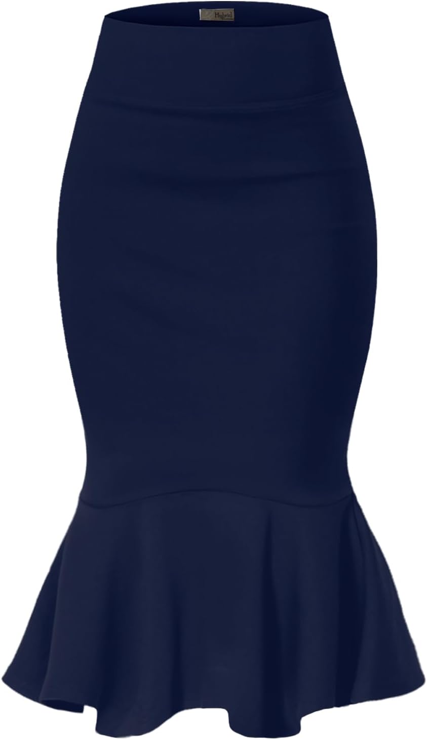 Manufacturer Hybrid & Company Womens Premium Nylon Ponte Stretch Office Fishtail Pencil Skirts High Waist Made in The USA Below Knee