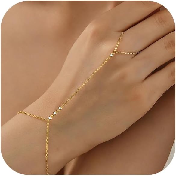 Manufacturer Bracelets for Women 14K Gold Silver Plated Ring Bracelet Hand Chain Dainty Evil Eye Heart Clover Daisy Cubic Zirconia Stackable Link Chain Hypoallergenic Body Jewelry Cute Trendy Gifts bracelets