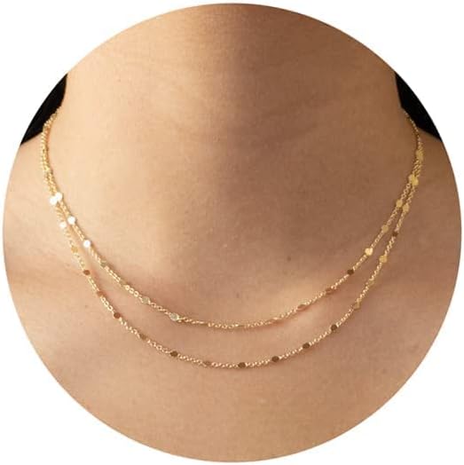 Manufacturer Tewiky Gold Chain Necklace for Women, 14k Gold Plated Thin Beaded Wave Box Chain Necklace Dainty Gold Necklace Simple Layered Gold Choker Necklaces Minimalist Gold Link Chain Necklace Trendy Jewelry for Women Necklace