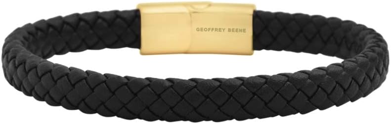 Manufacturer Geoffrey Beene Men's Braided Genuine Leather Bracelet with Stainless Steel Closure bracelets