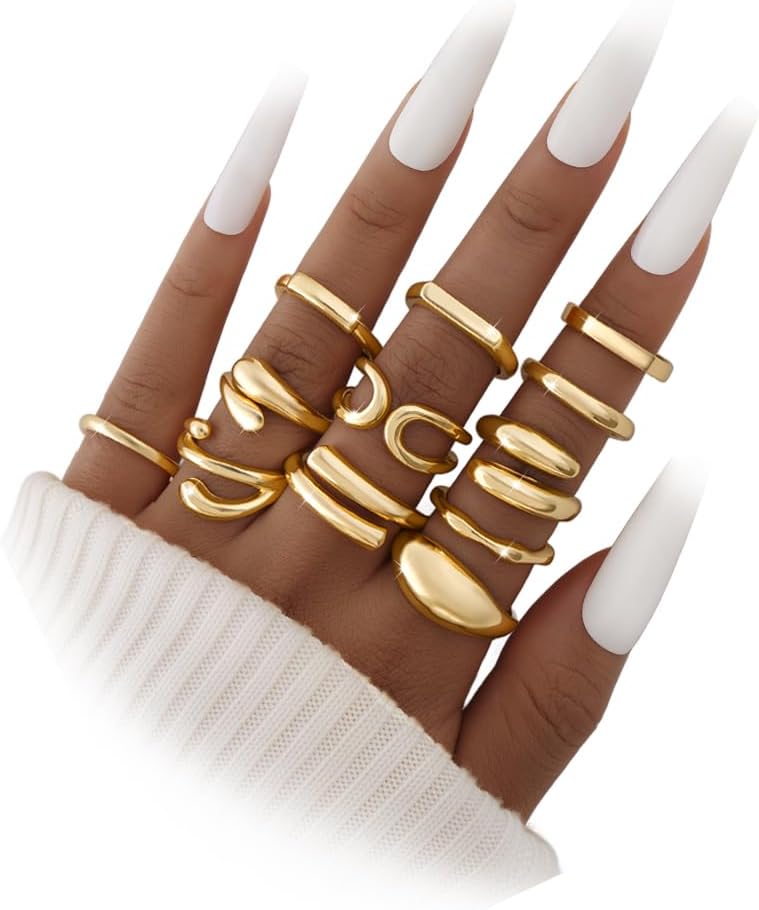 Manufacturer iF YOU 25 Pcs Gold Knuckle Ring Set for Women, Chunky Stackable Finger Midi Rings, Silver Simple Stacking Cute Rings Pack Trendy Stuff Jewelry Gift rings