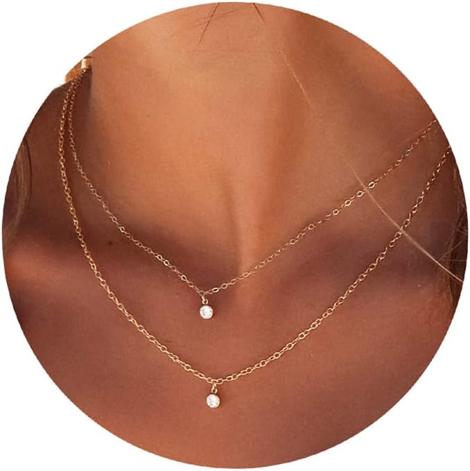 Manufacturer Tewiky Diamond Necklaces for Women, Dainty 14k Gold/Sterling Silver Choker Necklace Simple Gold Plated CZ Jewelry Necklaces for Women Trendy Gifts Necklace