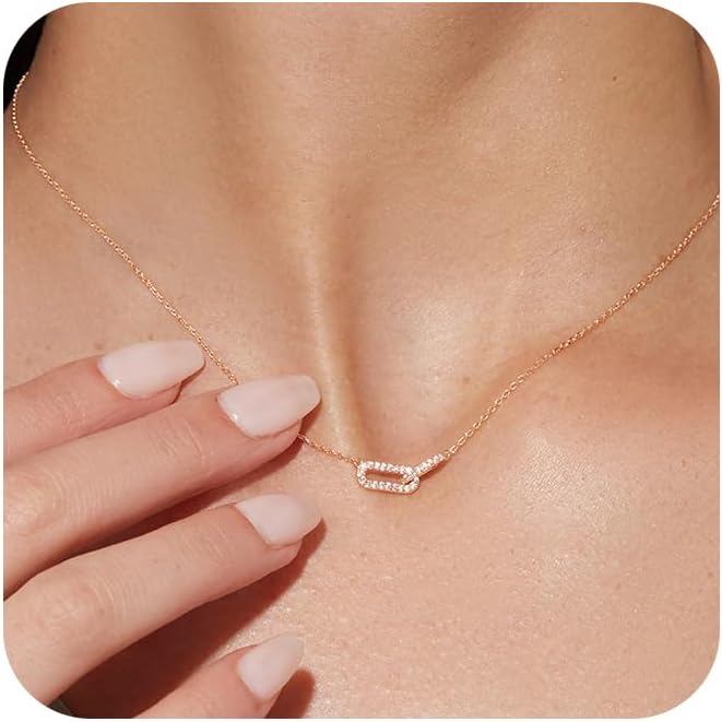 Manufacturer Freekiss Gold Pendant Necklace for Women, Dainty Diamond Necklaces for Women Simple 14K Gold Plated Paperclip Choker Necklaces Cute Minimalist Open Oval Necklaces Gold Jewelry for Women Gifts Necklace