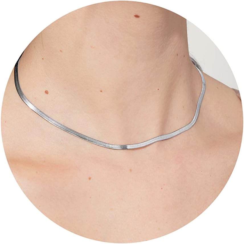 Manufacturer DEARMAY 14K Gold Necklaces for Women, Dainty Gold Herringbone Choker Necklace for Women Thin Layered Chunky Snake Chain Necklaces Jewelry for Teen Gifts Necklace