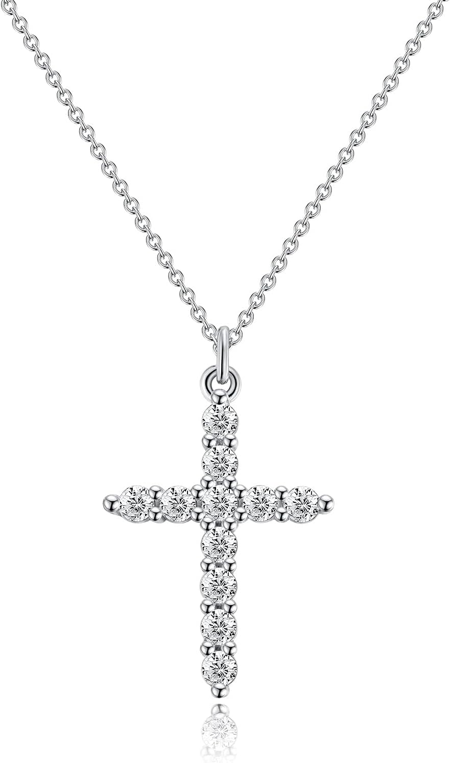 Manufacturer Upgraded Crown Cross Necklace for Women Women's Gifts 14K Gold Plated Crown Cross Pendant Necklace Diamond Cross Necklaces Faith Cross Jewelry First Communion Gifts Necklace