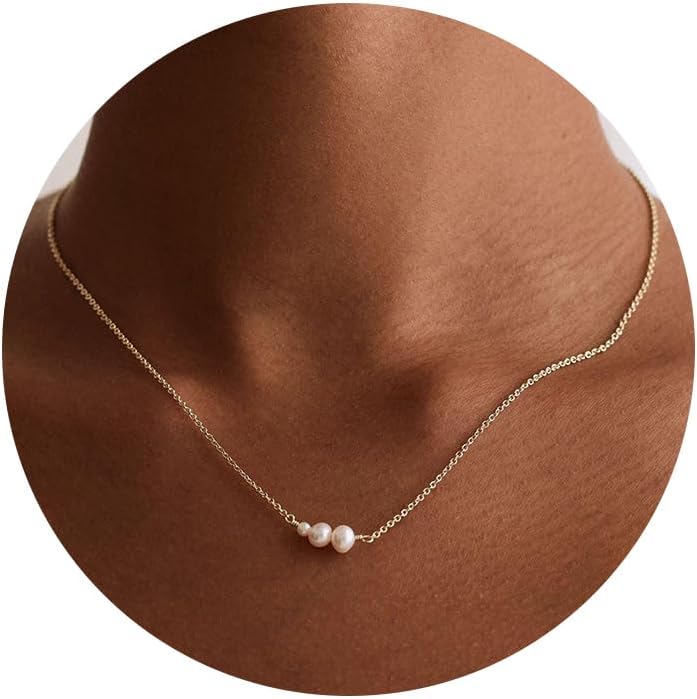 Manufacturer Gold Pearl Necklaces for Women Girls Trendy 14k Gold Plated Dainty Necklace Simple Pearl Single Charm Pendant Necklace Women's Jewelry Best Friend Birthday Gifts Gold Jewelry for Women Necklace