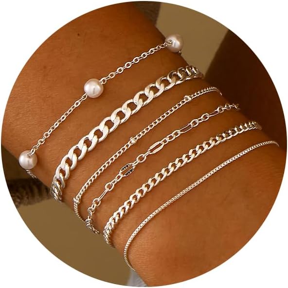 Manufacturer Gold Bracelets for Women, 14K Dainty Gold Plated Stackable Bracelets for Women Trendy Waterproof CZ Tennis Bracelet Set Tiny Heart Paperclip Box Chain Adjustable Bracelets Minimalist Cute Jewelry bracelets