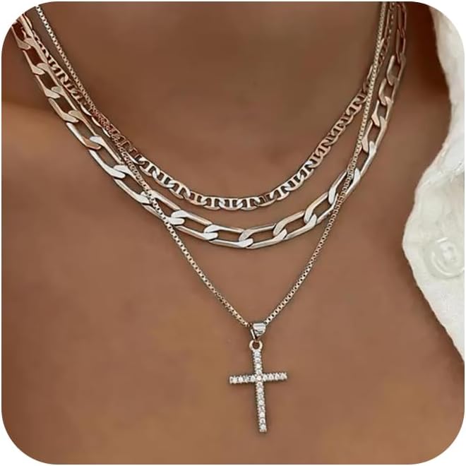Manufacturer Cross Necklace for Women 14K Gold Plated Dainty Heart Cross Pendant Choker Simple Trendy Cute Cross Charm Diamond Necklace Faith Jewelry Religious Minimalist Gift Necklace