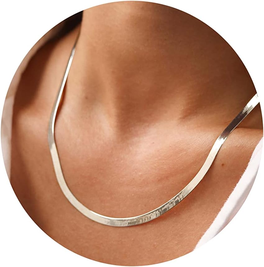 Manufacturer DEARMAY 14K Gold Necklaces for Women, Dainty Gold Herringbone Choker Necklace for Women Thin Layered Chunky Snake Chain Necklaces Jewelry for Teen Gifts Necklace