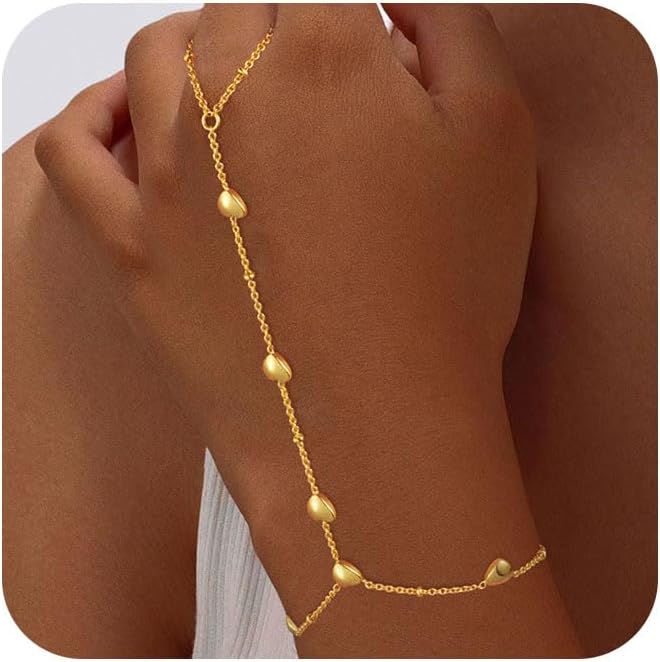 Manufacturer Bracelets for Women,14K Gold/Silver Plated Dainty Hand Chain Bracelets Trendy Ring Chain Bracelet Charm Gold Cuff Bangle Stackable Bracelets Fashion Body Jewelry Adjustable Waterproof Gifts for Her bracelets
