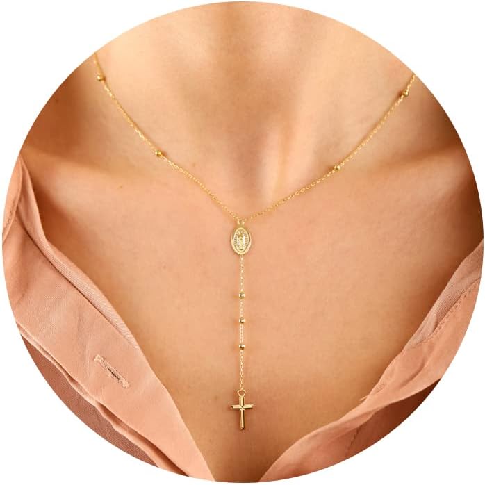 Manufacturer Moodear Cross Necklace for Women - Dainty 925 Sterling Silver/Gold Plated Layered Cross Pendant Simple Small Necklaces for Women Trendy Jewelry Gifts Necklace