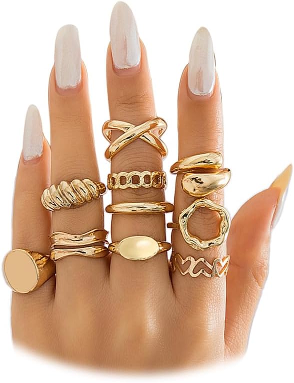 Manufacturer FUTIMELY 14K Gold Stackable Knuckle Rings Set for Women Teen Girls,Aesthetic Silver 10Pcs Trendy Dainty Open Midi Rings Set,Midi Finger Rings Pack Jewelry Gifts rings
