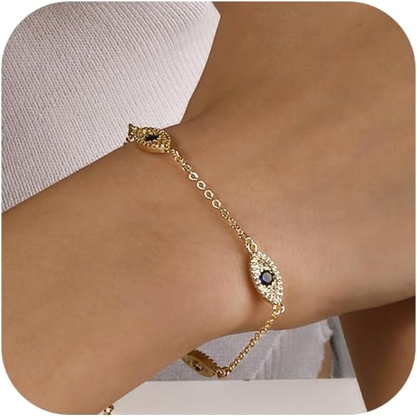 Manufacturer Bracelets for Women 14K Gold Silver Plated Ring Bracelet Hand Chain Dainty Evil Eye Heart Clover Daisy Cubic Zirconia Stackable Link Chain Hypoallergenic Body Jewelry Cute Trendy Gifts bracelets