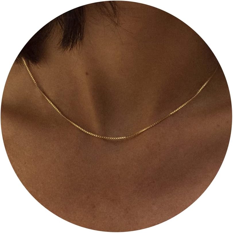 Manufacturer Tewiky Gold Chain Necklace for Women, 14k Gold Plated Thin Beaded Wave Box Chain Necklace Dainty Gold Necklace Simple Layered Gold Choker Necklaces Minimalist Gold Link Chain Necklace Trendy Jewelry for Women Necklace