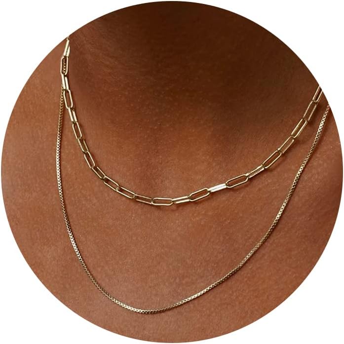 Manufacturer CHESKY Gold Layered Necklaces for Women, 14K Dainty Gold Chain Necklace Women Trendy Cuban Link Paperclip Chain Toggle Clasp Necklace Fashion Chunky Jewelry for Women Necklace