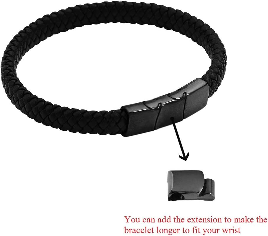 Manufacturer Geoffrey Beene Men's Braided Genuine Leather Bracelet with Stainless Steel Closure bracelets