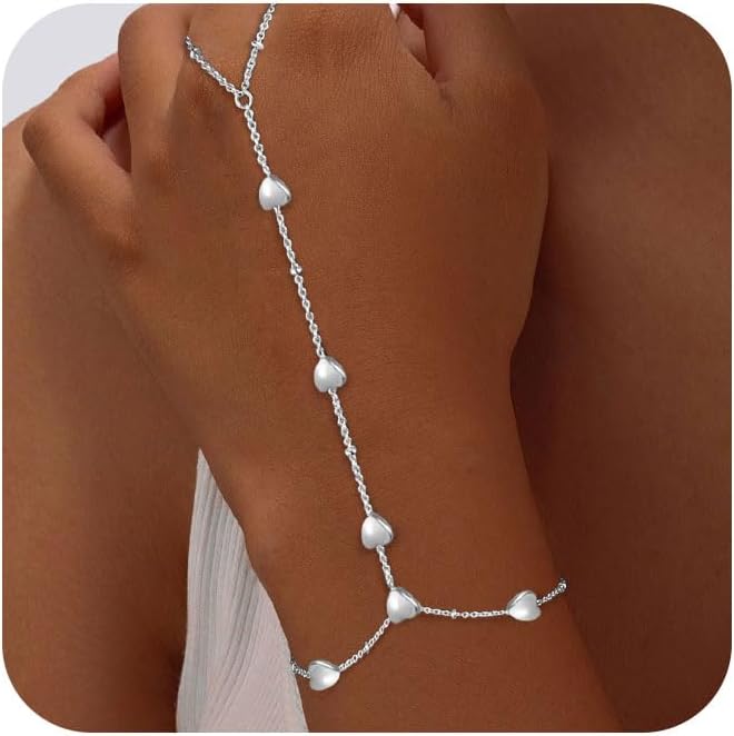 Manufacturer Bracelets for Women,14K Gold/Silver Plated Dainty Hand Chain Bracelets Trendy Ring Chain Bracelet Charm Gold Cuff Bangle Stackable Bracelets Fashion Body Jewelry Adjustable Waterproof Gifts for Her bracelets