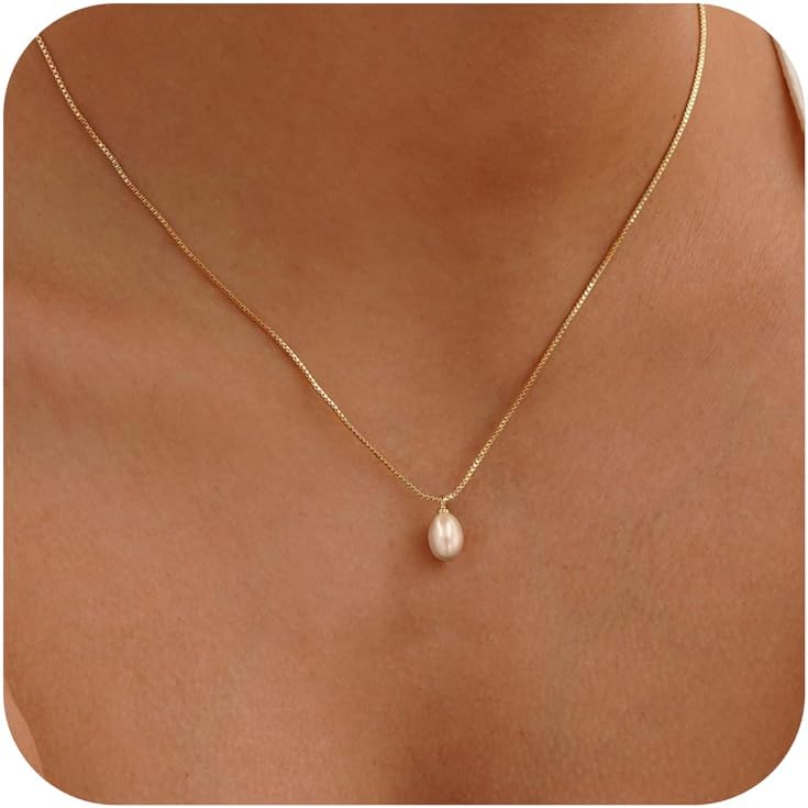 Manufacturer Pearl Necklace for Women Trendy,14k Gold Plated Necklace Dainty Wedding Necklace Small Cute Choker Necklace Beaded Lariat Drop Necklace Vintage Waterproof Jewelry for Women Gold Jewelry Fashion Gifts necklace