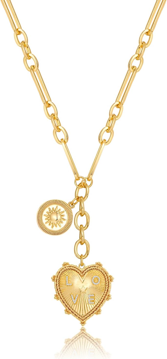 Manufacturer CLASSYZINT 18K Gold Plated Coin Lion Head Pendant Necklace Chunky Paperclip Choker Necklace For Gifts On Birthday Holidays For Women Girls Necklace
