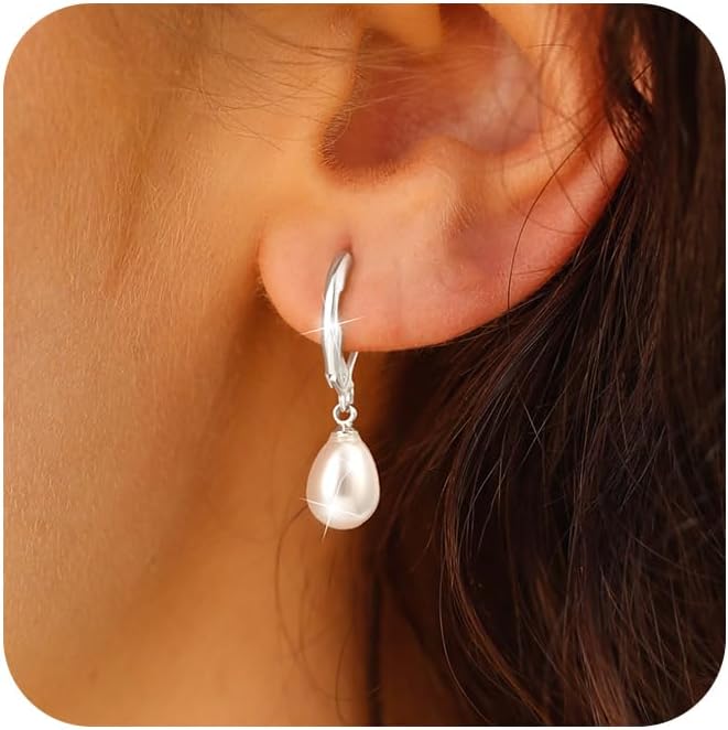 Manufacturer Freekiss Pearl Earrings for Women Trendy: Flat Back Stud Earrings 14K Gold Plated/925 Sterling Silver Freshwater Pearl Dangle Earrings Cute Bow Earrings Wedding Jewelry Birthday Gifts for Women Girls earring