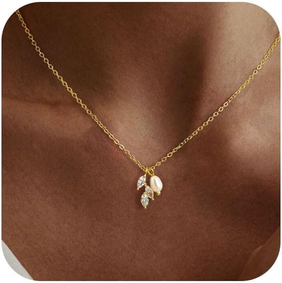 Manufacturer Pearl Necklace for Women Trendy,14k Gold Plated Necklace Dainty Wedding Necklace Small Cute Choker Necklace Beaded Lariat Drop Necklace Vintage Waterproof Jewelry for Women Gold Jewelry Fashion Gifts necklace