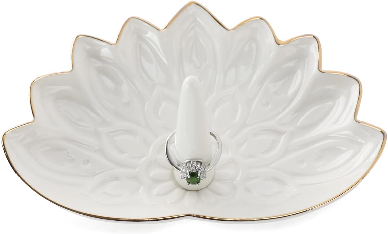 Manufacturer Ceramic White Mandala Jewelry Holder Decorative Ring Holder/Trinket Tray Valentine Engagement Wedding Birthday Gifts for Women Her rings