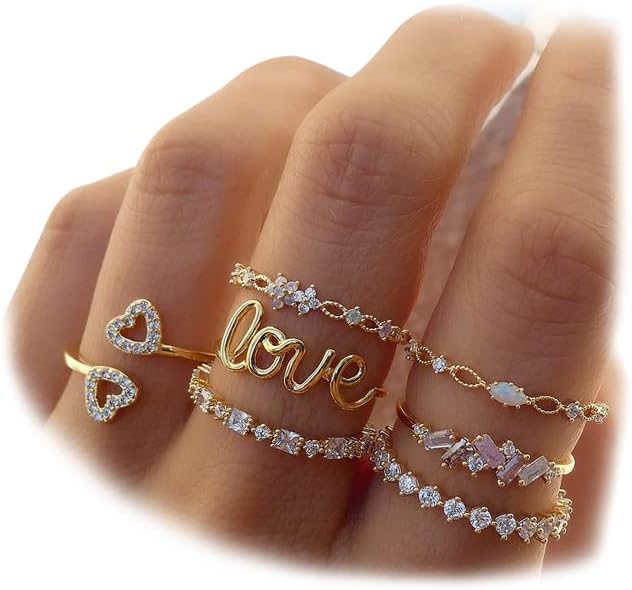 Manufacturer KISS WIFE Gold Stackable Moon Star Knuckle Rings Set for Women, Boho Dainty Lightweight Stacking Rings, Vintage Midi Rings Pack, Trendy Jewelry rings