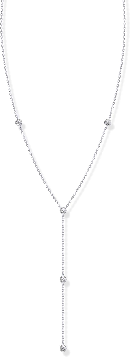 Manufacturer PAVOI 14K Gold Plated Drop Lariat Chain for Women - Gold Cubic Zirconia Long Necklace - Station Star Layered Beaded Y Necklace necklace
