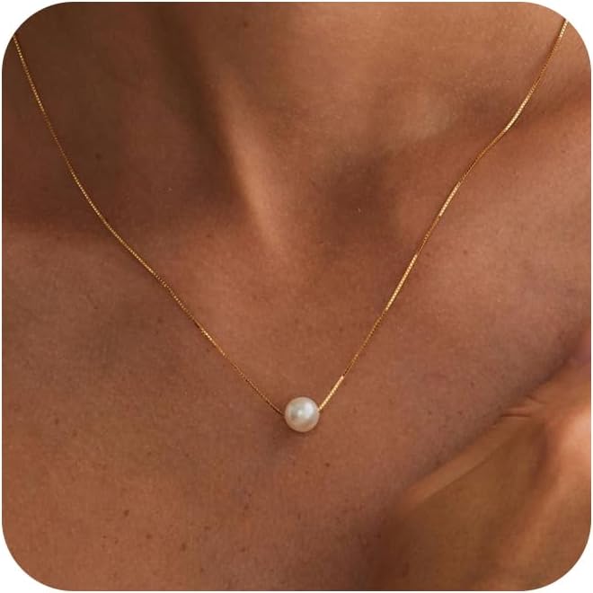 Manufacturer Gold Pearl Necklaces for Women Girls Trendy 14k Gold Plated Dainty Necklace Simple Pearl Single Charm Pendant Necklace Women's Jewelry Best Friend Birthday Gifts Gold Jewelry for Women Necklace