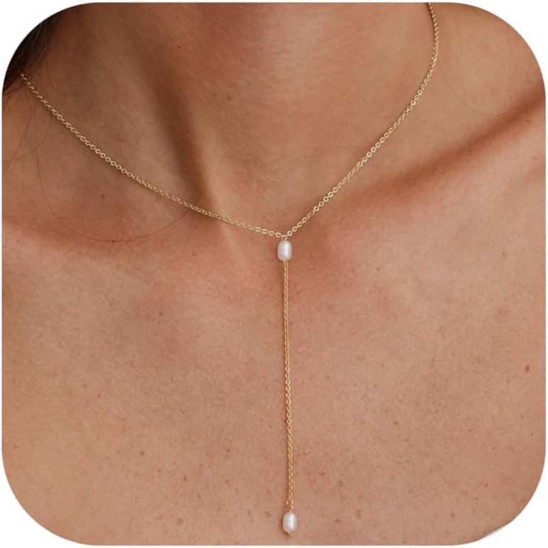 Manufacturer Gold Necklace for Women, Dainty Gold Long Necklaces 14k Gold Plated Prom Bar CZ Lariat Necklace Simple Choker Necklaces for Women Trendy Fashion Costume Gold Jewelry Womens Necklace