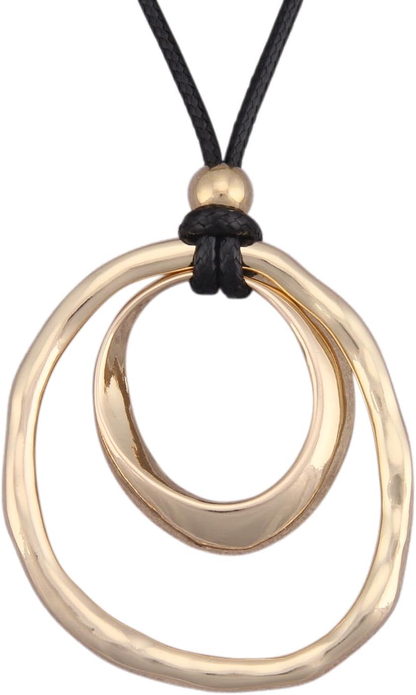 Manufacturer Boho Necklaces for Women Chunky Circle Necklace Layered Boho Circle Leather Choker Necklace Long Vintage Necklaces Bohemian Jewlery Gifts necklace