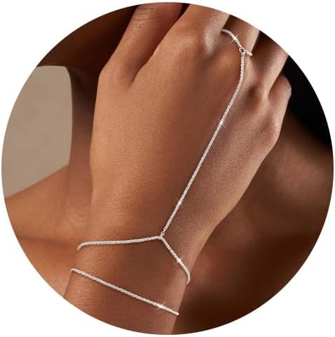 Manufacturer MBW Silver Bracelet Set - Dainty 14K Silver Bracelets, Waterproof, Trendy Minimalist, Small Thin Bracelets for Women, Gift bracelets