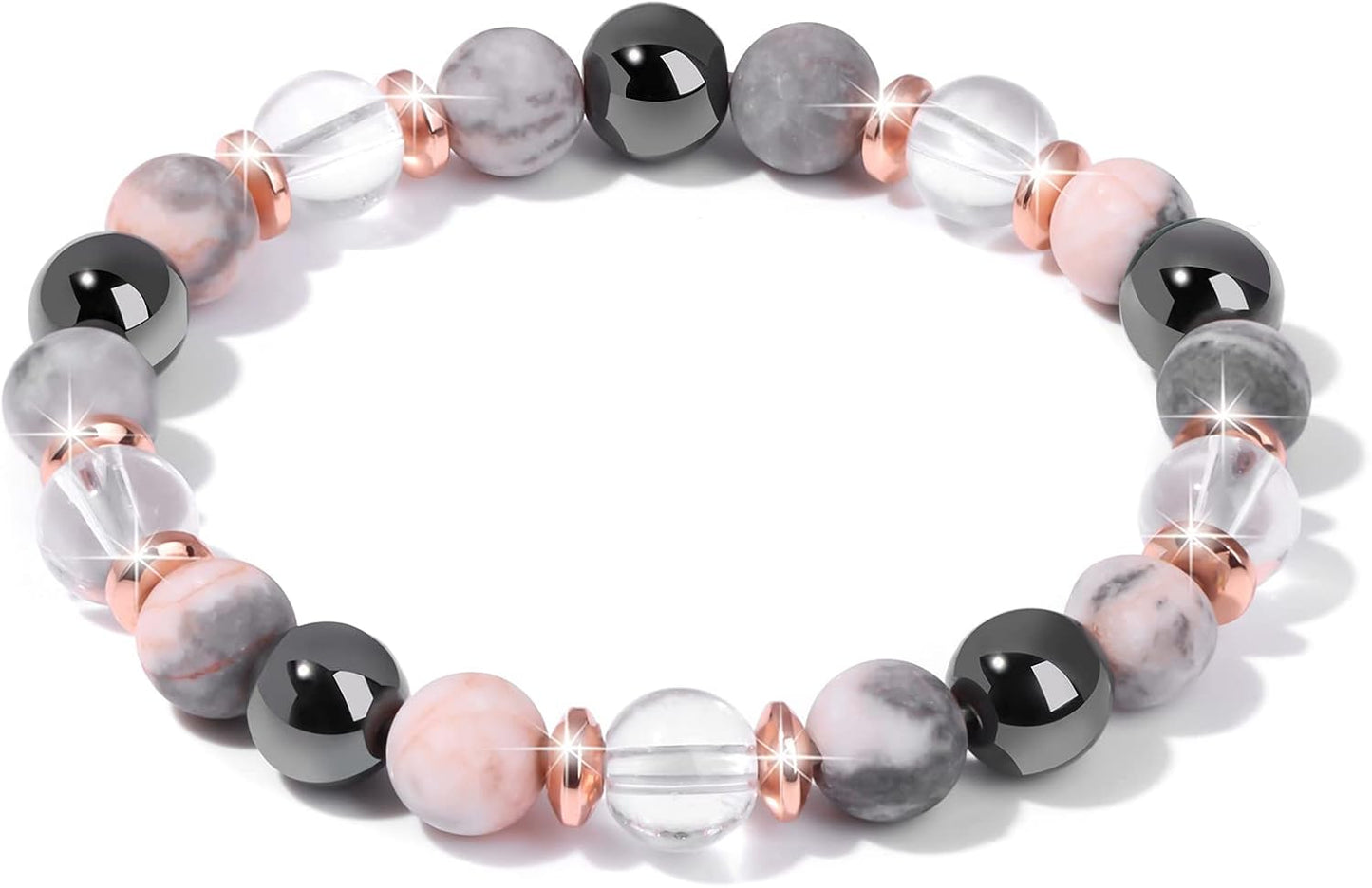 Manufacturer GolbalJew Healing Bracelet For Women Anxiety Beaded Bracelets Jewelry Healing Stone Crystal Bracelet Stress Relief Yoga Beads Chakra Bracelets Gifts For Women pink bracelets