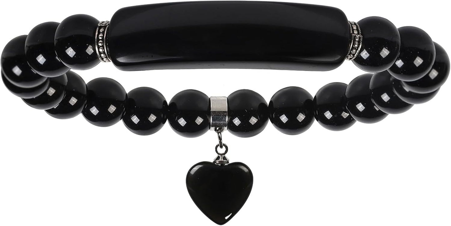 Manufacturer TUMBEELLUWA Healing Stone Bracelet 8mm Beads Chakra Crystal Energy Heart Charm Bracelet Handmade Jewelry for Women bracelets