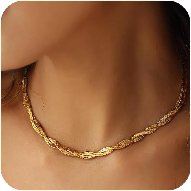 Manufacturer Moodear Gold Necklace for Women 14K Dainty Chunky Gold/Sliver Chain Necklace Cuban Link Paperclip Chain Choker Toggle Clasp Layered Pearl Pendent Necklace for Women Trendy Fashion Jewelry necklace