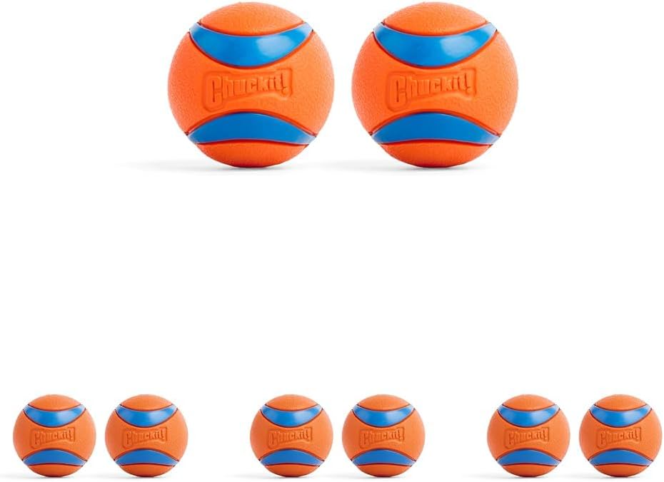 Manufacturer Chuckit! Ultra Ball Dog Toy with Chuckit! Cleaning Bucket Bundle, Bouncy Fetch Pet Toys For Dogs 20-60 lbs, Interactive Dog Toys, Durable Rubber, Size Medium, 2.5-inch Diameter, 8-Pack of Balls Dog toy
