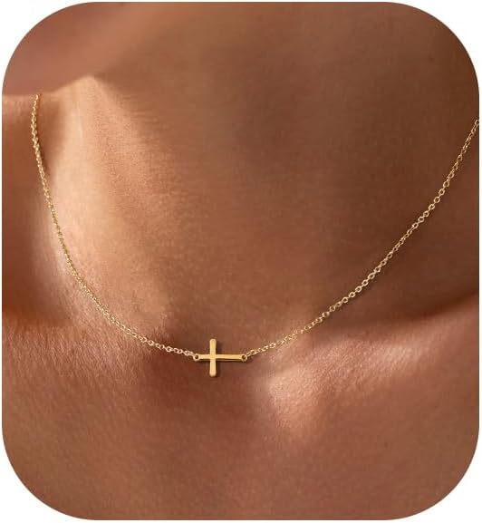 Manufacturer Cross Necklace for Women,Double Cross Necklace 14K Gold Plated Cross Pendant Necklace Dainty Gold Cross Necklaces for Women Trendy Small Cross Charm Necklace Simple Cute Choker Necklaces Gold Jewery Necklace