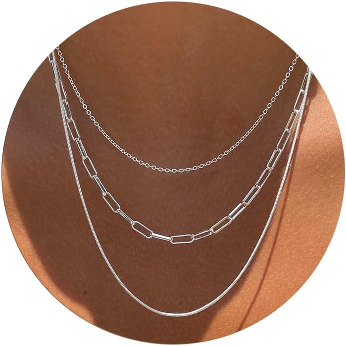 Manufacturer Moodear Gold Necklace for Women 14K Dainty Chunky Gold/Sliver Chain Necklace Cuban Link Paperclip Chain Choker Toggle Clasp Layered Pearl Pendent Necklace for Women Trendy Fashion Jewelry necklace