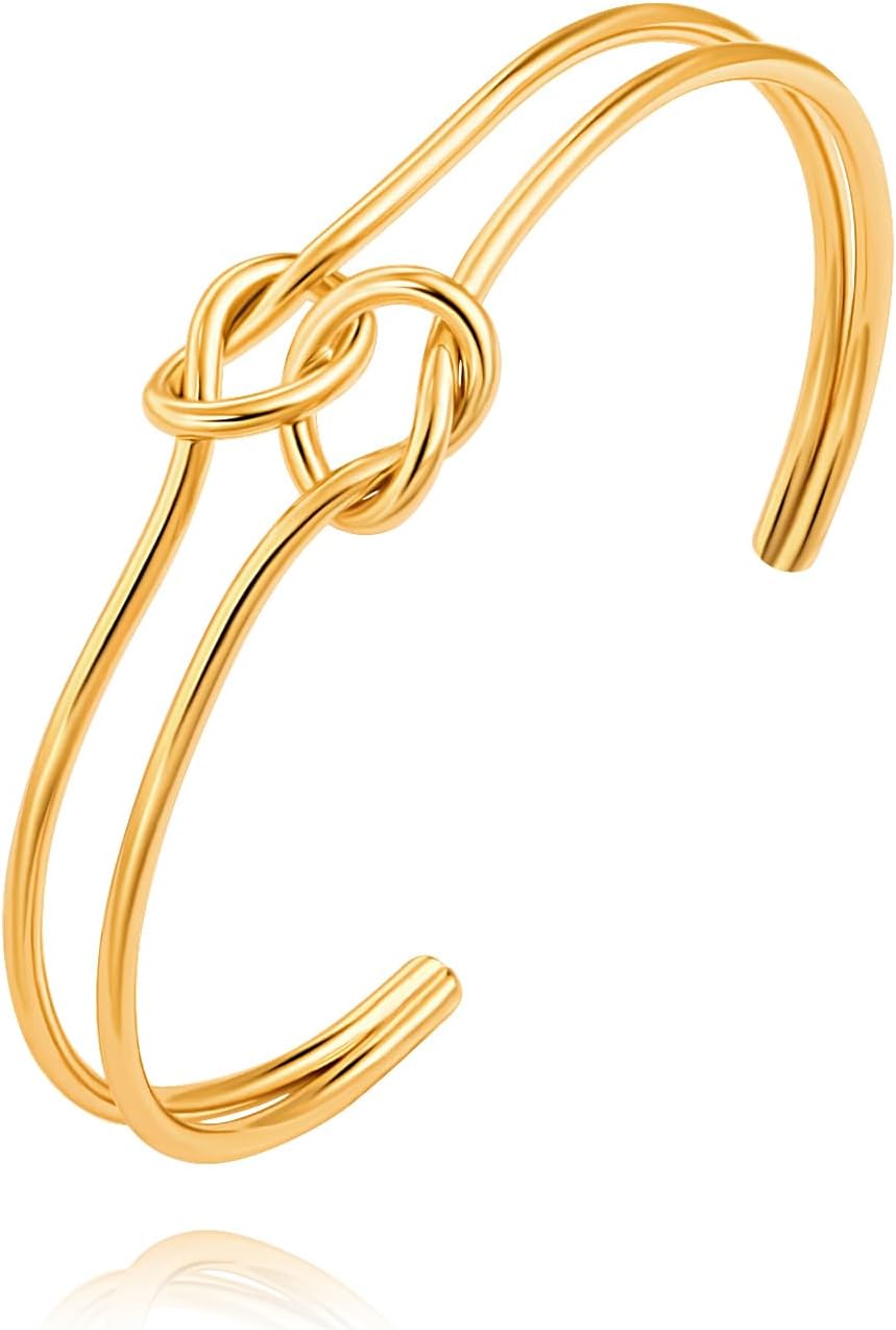 Manufacturer PERNNLA PEARL Dainty Gold Bar Bracelet for Women Simple Delicate Thin Cuff Bangle Hook Bracelet 18K Gold Plated Handmade Minimalist Jewelry bracelets