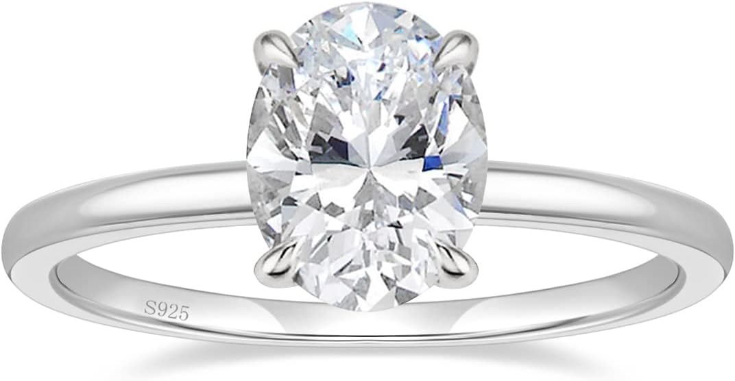 Manufacturer EAMTI 3CT 925 Sterling Silver Engagement Rings Oval Cut Solitaire Cubic Zirconia CZ Wedding Promise Rings for Her Wedding Bands for Women Size 3-11 rings