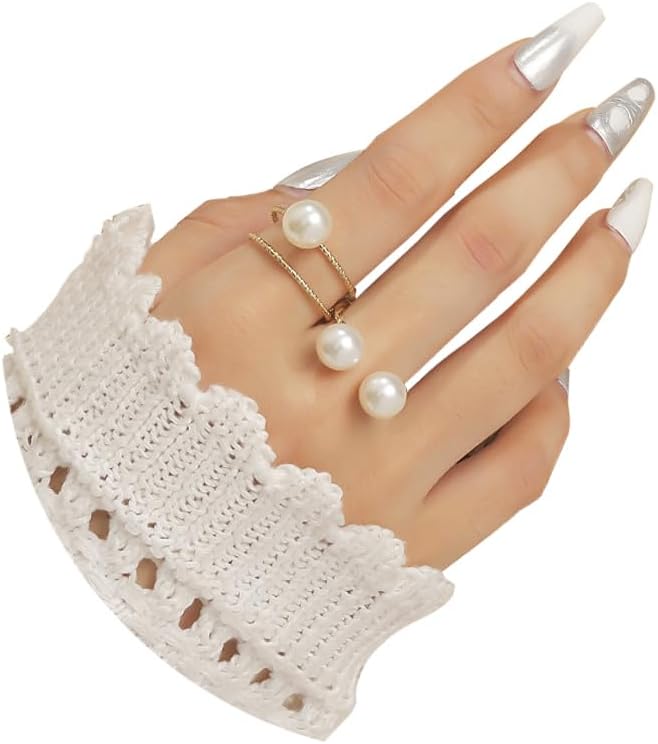 Manufacturer Pearl Ring for Women Promise Stacking Pearl Rings Adjustable Open Pearls Finger Ring Trendy Personality Christmas Pearls Jewerly Prom Dress Jewerly rings