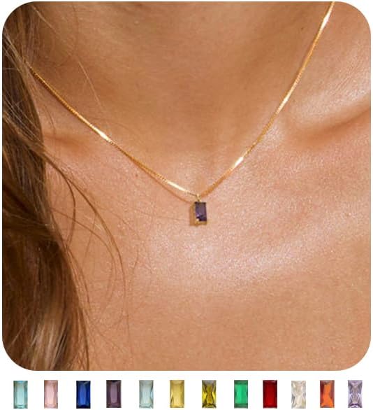 Manufacturer FUNEIA Diamond Necklaces for Women 14K Gold Plated Emerald Birthstone Necklace for Women Mothers Dainty Gold Necklace Blue Green Cubic Zirconia Pendant Necklace Birthday Gifts for Women Jewelry necklace